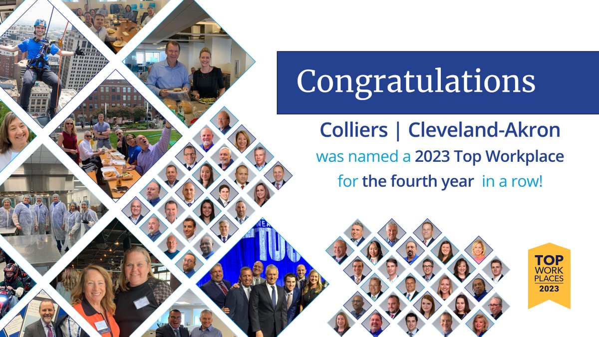 We're thrilled to announce that Colliers Cleveland-Akron has been recognized as one of the Top Workplaces for the fourth year in a row! 🎉🏆
#TopWorkplaces  #thisisCLE