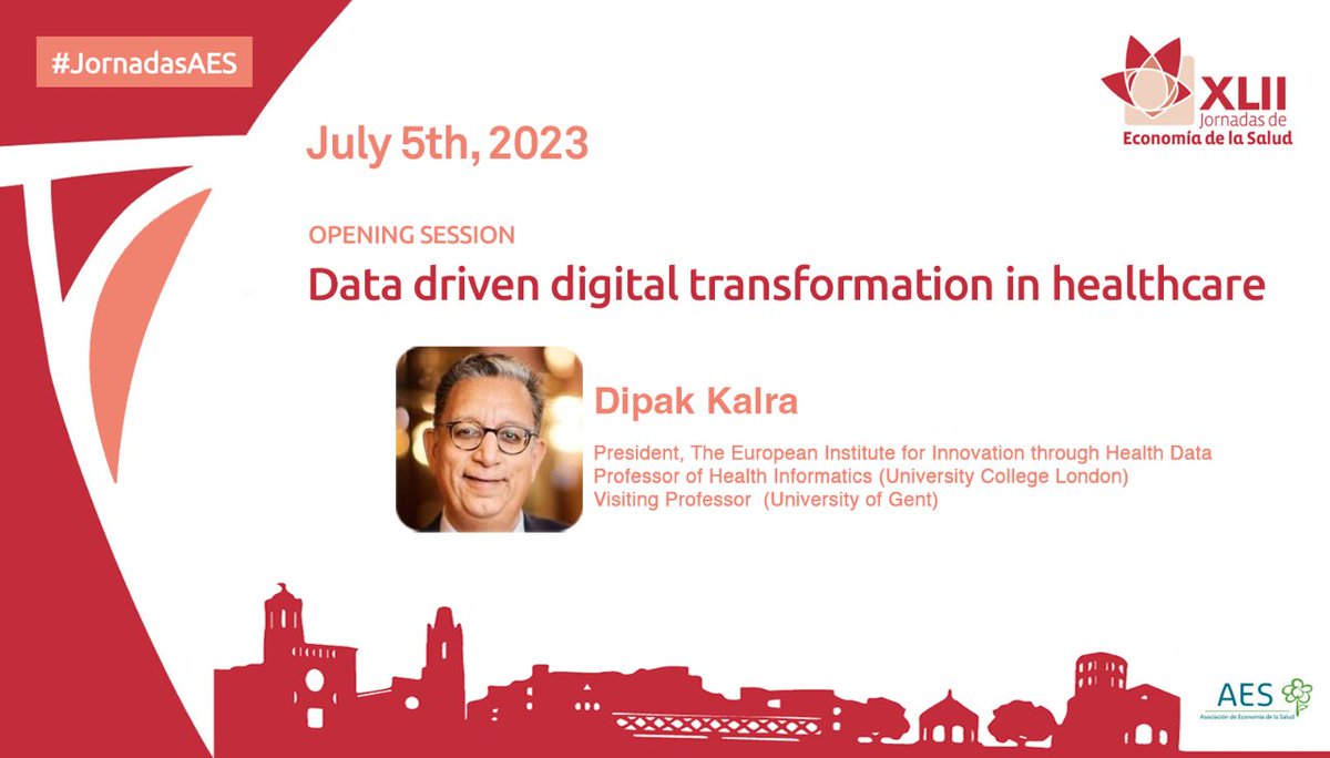 XLII #JornadasAES 

Plenary session:
'Data driven digital transformation in healthcare'.
🗣️ @DipakKalra @iHD_HealthData
📅 Wednesday, July 5, 2023
📍 @univgirona, #Girona

Info 🔽
my.mtr.cool/amhocsvplp