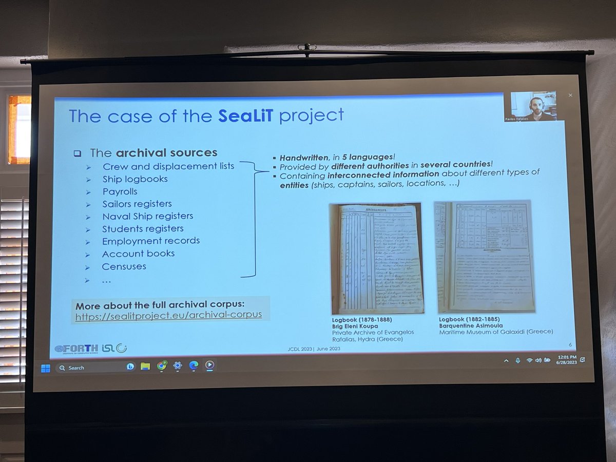 .<a href="/pavlos098/">Pavlos Fafalios</a> is presenting "FastCat Catalogues: Interactive Entity-based Exploratory Analysis of Archival Documents" #JCDL2023 

Preprint: arxiv.org/abs/2302.02635
Demo: catalogues.sealitproject.eu
Code: github.com/isl/FastCat-Ca…