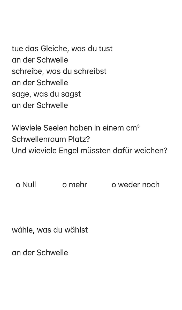 sisirist's tweet photo. Schwellenraum

conceptual text installation, Sprachspiel an der Schwelle, inspiration: Ludwig Wittgenstein, Alan Turing, Walter Benjamin

https://t.co/qkDiYRRtDv

#conceptart #cryptoart #schwelle #sisirist #sprachspiel #textinstallation https://t.co/w0T9ccC92b