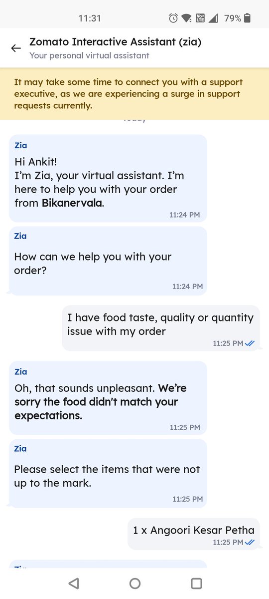 a2zankit's tweet photo. Ordered from @zomato @BikanervalaIN and received bad quality of food after paying approx 300 and go smelly and bad quality of sweet.
Chat support offering rs. 67 instead of resolving my issue.
@BandBajaateRaho https://t.co/KMZzpu4apJ