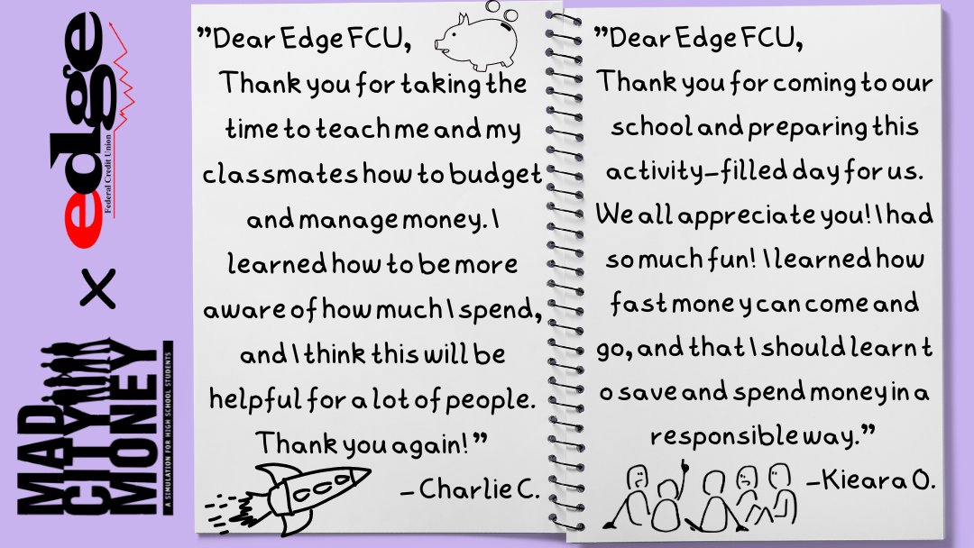 EdgeFCU's tweet image. The reviews are hot off the press from our eighth graders at Soule Road Middle! #MadCityMoney was a success! We can't wait to come back again next year and continue promoting financial literacy in schools!