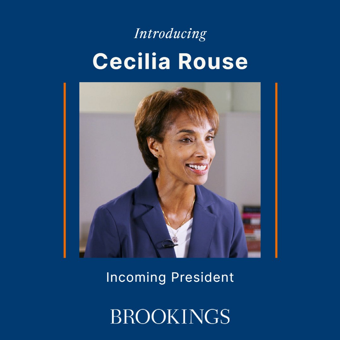 We are pleased to announce the next Brookings president, Cecilia Rouse! Dr. Rouse joins us from Princeton University and previously served in the White House as the Chair of the Council of Economic Advisers. We look forward to welcoming her in January. brookings.edu/news/brookings…