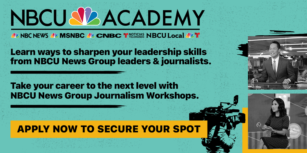 .@aajaofficial, see you at #AAJA23! Apply now at NBCUAcademy.com/events for @nbcuacademy journalism workshops.

Learn ways to sharpen your leadership skills from @NBCNews, @MSNBC, @CNBC, @TelemundoNews & @NBCULocalPR leaders and journalists!