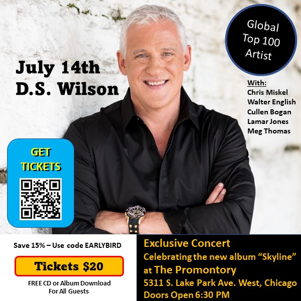 Show Alert!c D.S Wilson at The Promontory July 14th - FREE Music & Special Discounted Tickets! 'D.S. captures the vibrant lifestyle of Smooth Jazz in his music!'- Sandy Shore, smoothjazz.com/?utm_campaign=… Get Tickets: eventbrite.com/e/ds-wilson-ti… #chicagojazz #smoothjazzchicago