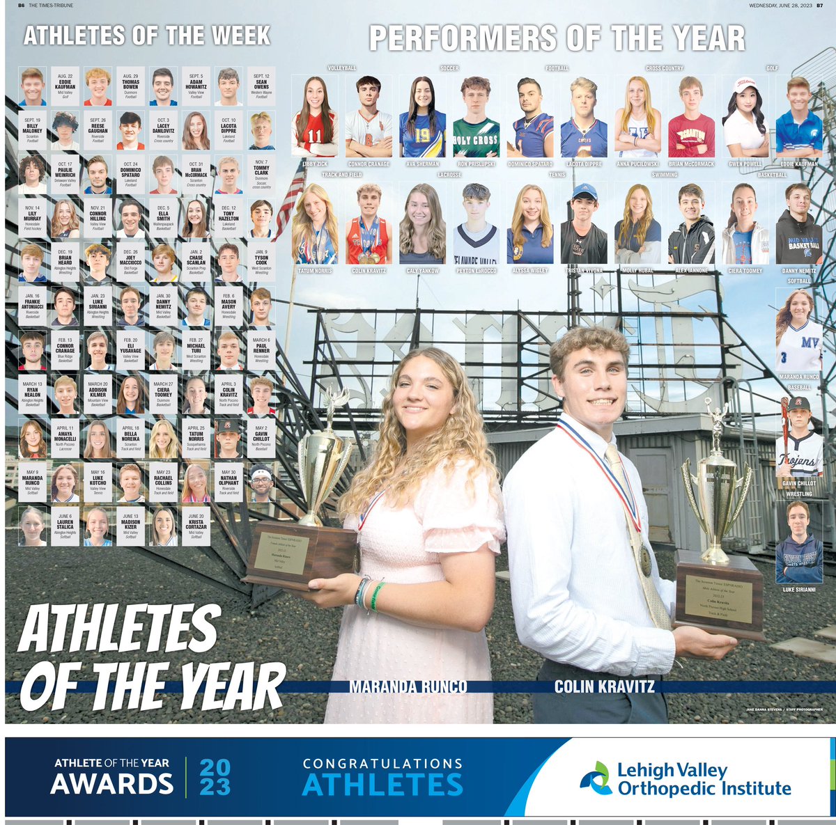 The Times-Tribune Athletes of the Year with the Performers of the Year and Athletes of the Week from the 2022-23 season
