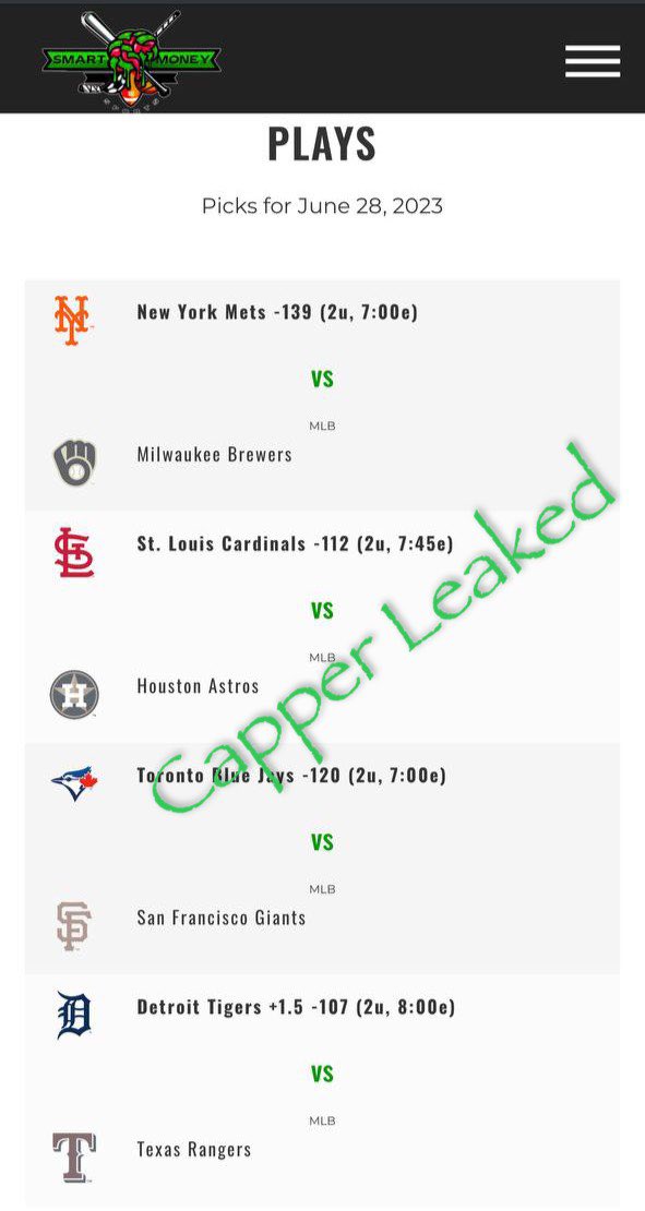 CAPPERS LEAKED on Twitter "SmartMoneySports VIP"