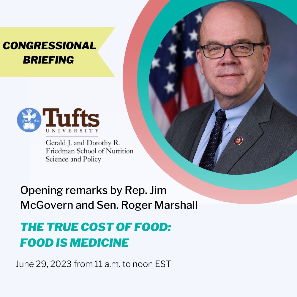 Register now for The True Cost of Food is Medicine, a virtual congressional briefing July 29 at 11 a.m. ET hosted by <a href="/TuftsNutrition/">Tufts Nutrition</a> #foodismedicine bit.ly/3NSacKg