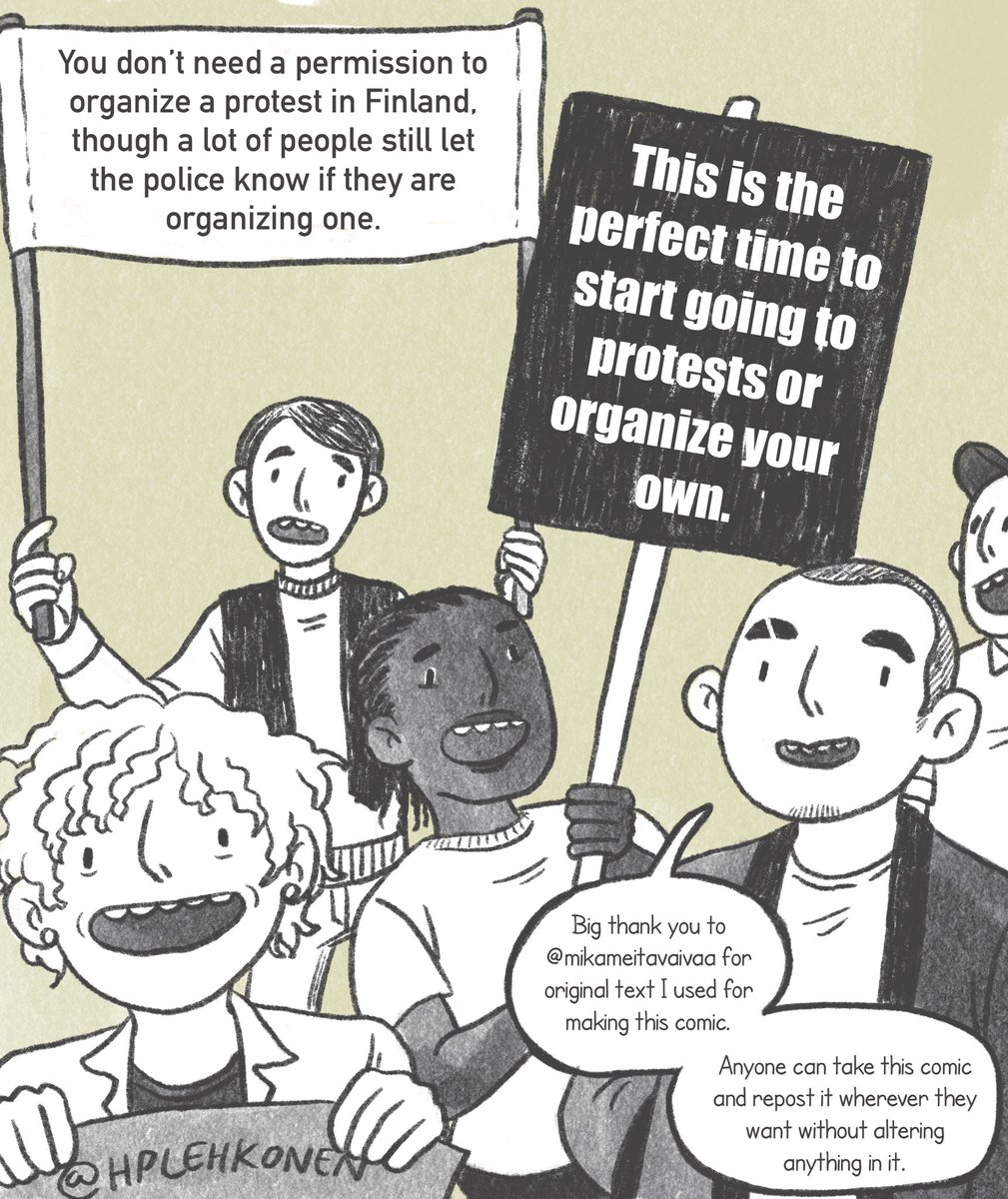 HPLehkonen's tweet photo. Part 2/2
My experience is based in Finland. Please do not alter the comic (exception, you can translate it), feel free to repost anywhere though. I hope to inspire more people to protest! https://t.co/fMEEfwXnbE