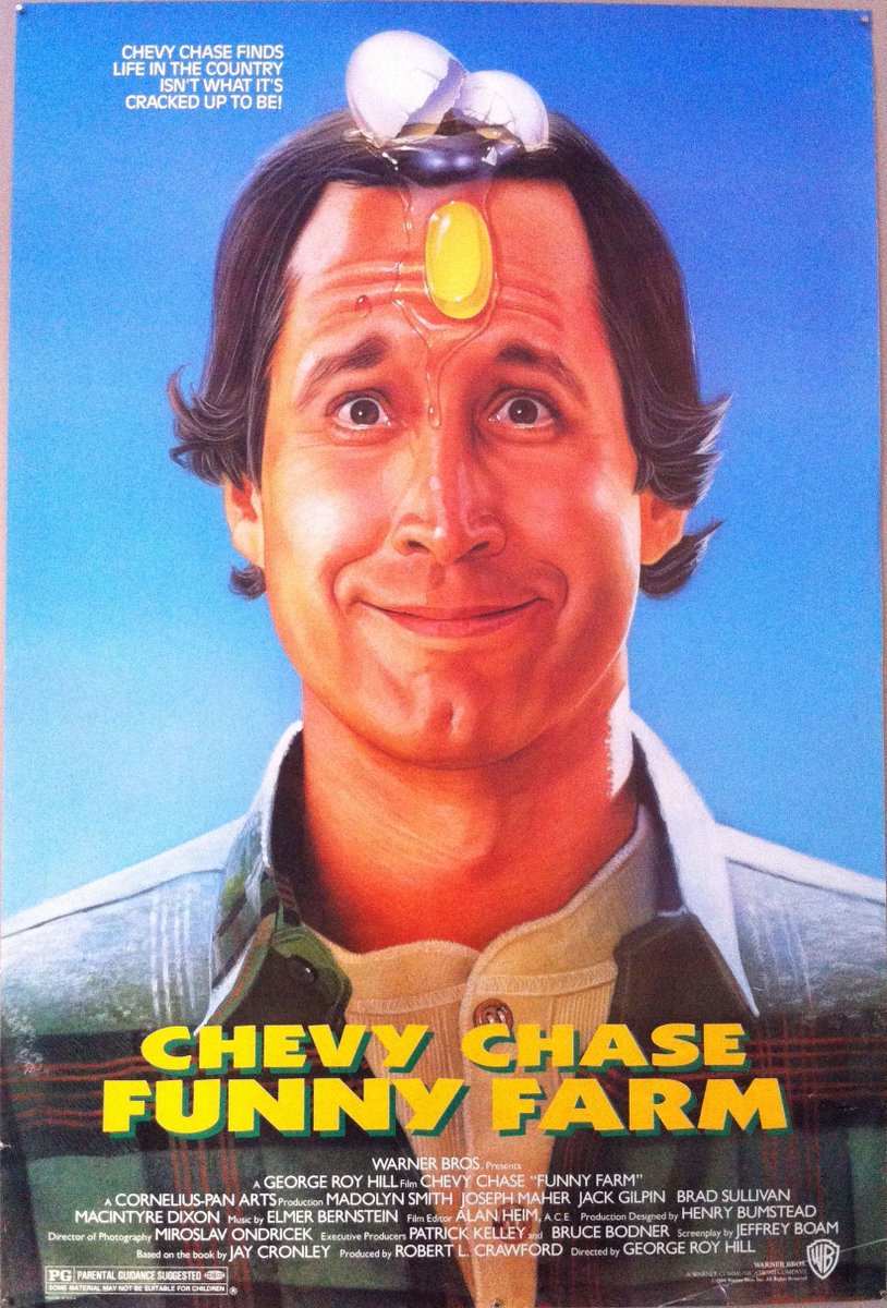 #Junesploitation @fthismovie 

'80s Comedy! – Funny Farm (1988)
 
The movie has a lot of fun stuff.

I don’t think the fish out of water plot really works, but the editing is spot on and makes the movie fun
 
I really love Farmers Heist book. It sounds bongers, and really bad.