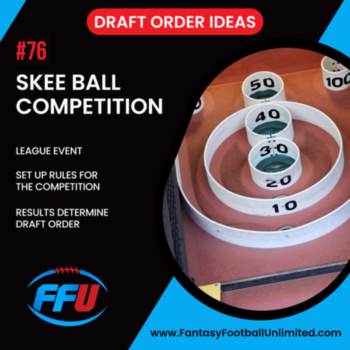 FFUnlimited's tweet image. Skee Ball Competition to Set Fantasy Football Draft Order -  Any competition like this has the potential of a lot of fun for your #fantasyfootball league!