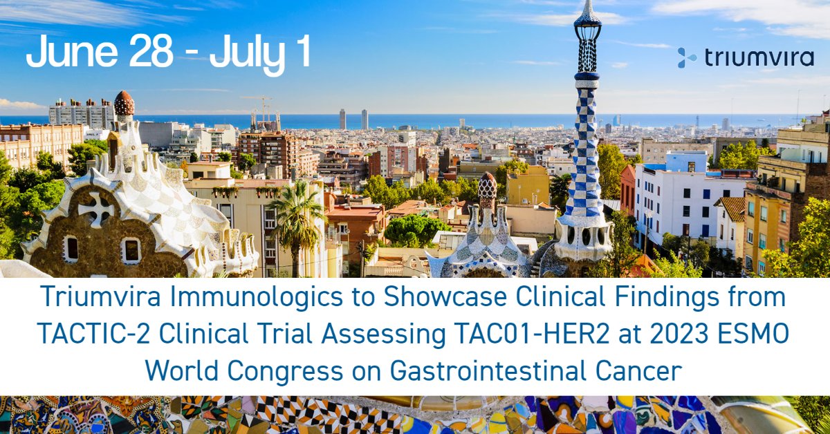 Triumvira will present clinical data on its lead asset TAC01-HER2 for the treatment of #HER2positive tumors at #WCGIC2023 in Barcelona.

#onco #cancer #PatientsWin @WCGIC

More information at: prnewswire.com/news-releases/…