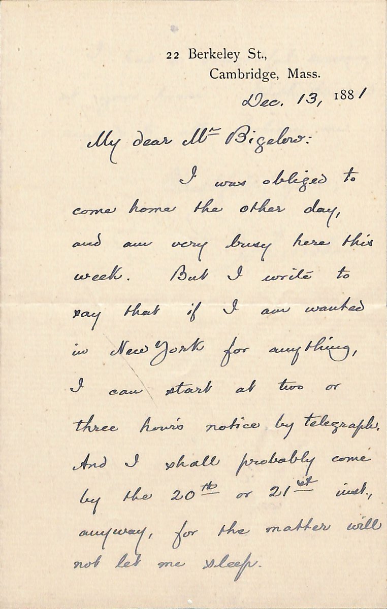 BigelowPapers's tweet photo. December 13, 1881- A letter from  American philosopher and historian John Fiske to John Bigelow. https://t.co/iwdLEkW5xc