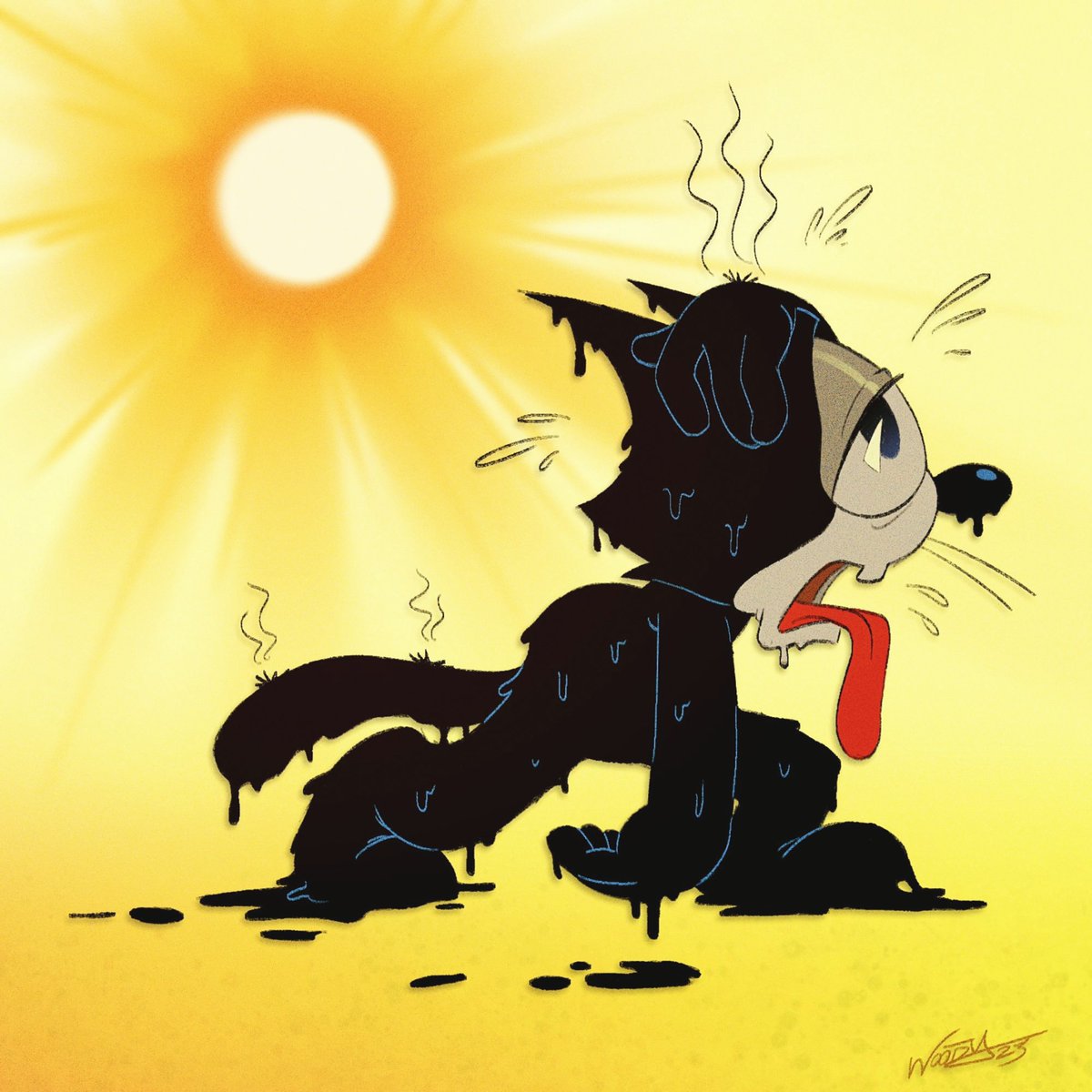 Nothing quite like the Texan heat 
#felixthecat #cartoon #classic #art #digital #rubberhose