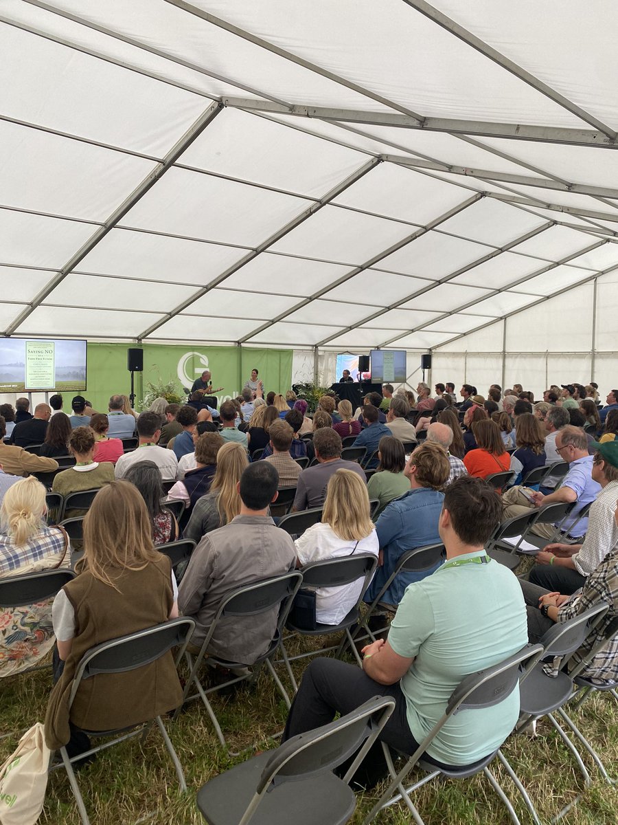 Full house for @csmaje launch of SAYING NO TO A FARM FREE FUTURE. Chris in conversation with the brilliant @wigsandwords #Groundswell23 #Groundswell2023