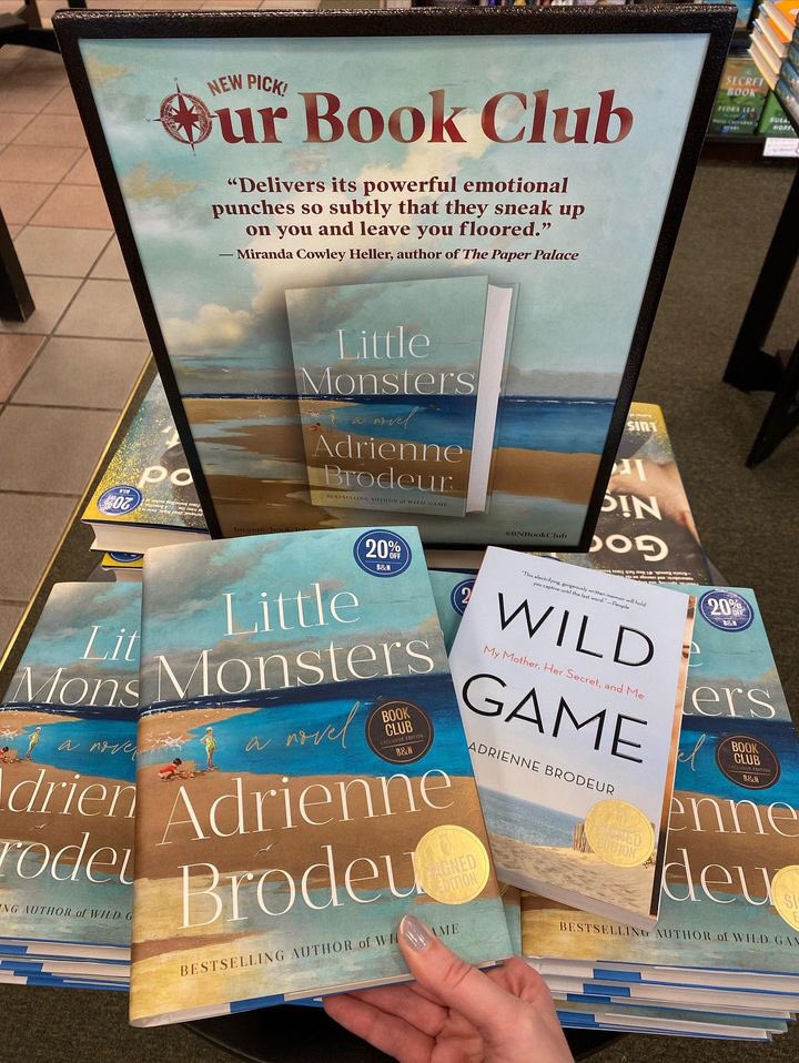 Our July Book Club author, Adrienne Brodeur stopped by to sign copies of her books, Little Monsters and Wild Game! 🌊⛵️📚 
#bnbookclub #littlemonsters #adriennebrodeur #wildgame #barnesandnoble