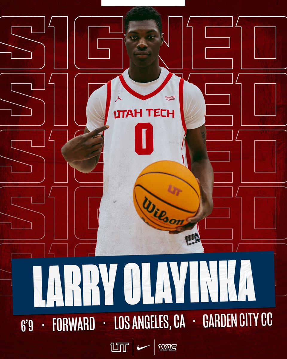 🚨 NEW TRAILBLAZER ALERT 🚨

Join us in officially welcoming Larry Olayinka to Utah Tech! 🦬 

📰: shorturl.at/eNUY9

#UtahTechBlazers | #WACmbb