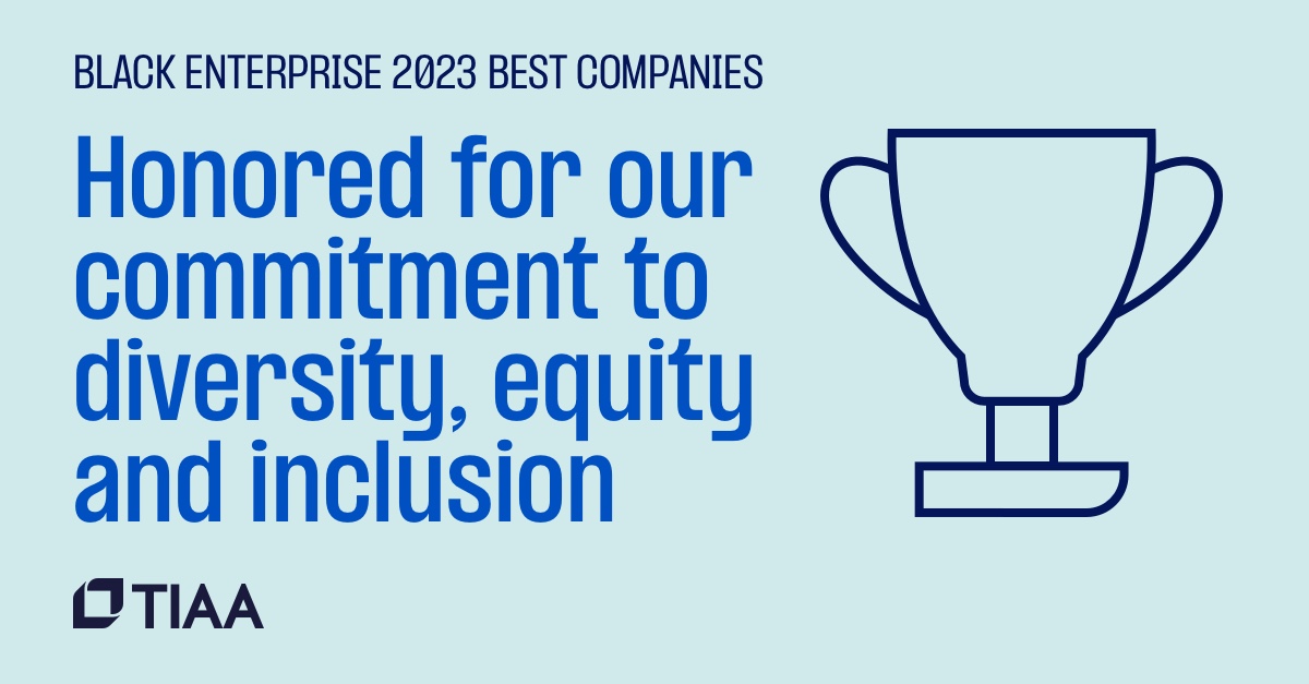 TIAA is proud to be recognized as one of @blackenterprise’s 2023 Best Companies for DEI for our commitment to creating a culture that values and promotes inclusion within the workplace and the communities we serve. bit.ly/432DKcg