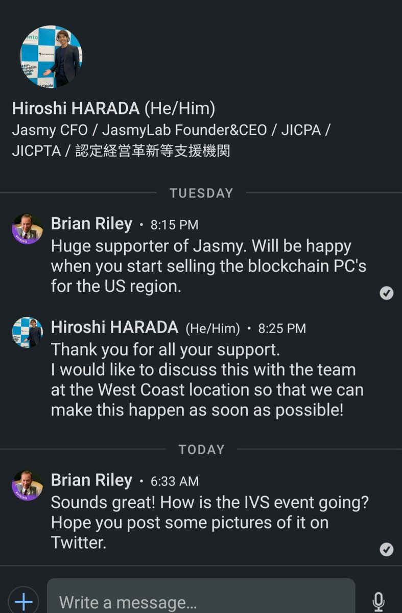Sounds like there is a West Coast Team for #jasmy according to HARA. From my LinkedIn this morning $JASMY.X #blockchain