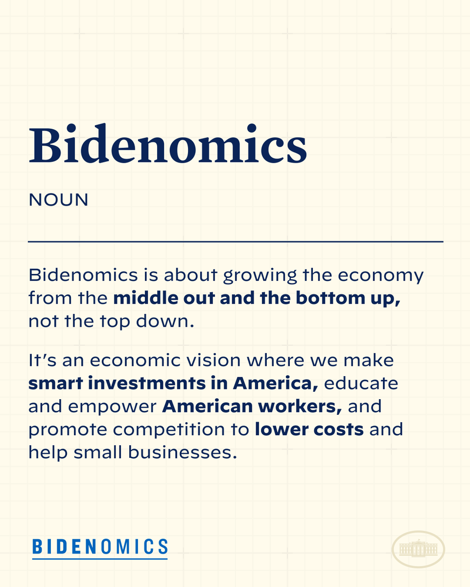 WhiteHouse46's tweet photo. Trickle-down economics is a failed theory that has failed the middle class.

President Biden is taking a different approach – and it’s working. https://t.co/d69CzZzZva