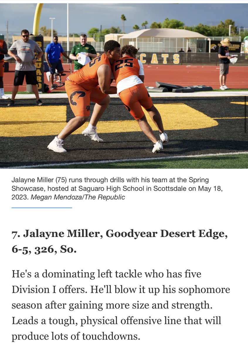 Desert Edge Football (@dedgefootball) on Twitter photo Congratulations to Class of 26 Offensive Lineman <a href="/JalayneM07/">Jalayne Miller</a> for being ranked the #7 offensive lineman in the state by <a href="/azc_obert/">Richard Obert</a>
Keep working JMilly! Just getting started!
#WeAreDE #SNWY #WestsiDE 🦂🦂🦂 Congratulations to Class of 26 Offensive Lineman <a href="/JalayneM07/">Jalayne Miller</a> for being ranked the #7 offensive lineman in the state by <a href="/azc_obert/">Richard Obert</a>
Keep working JMilly! Just getting started!
#WeAreDE #SNWY #WestsiDE 🦂🦂🦂