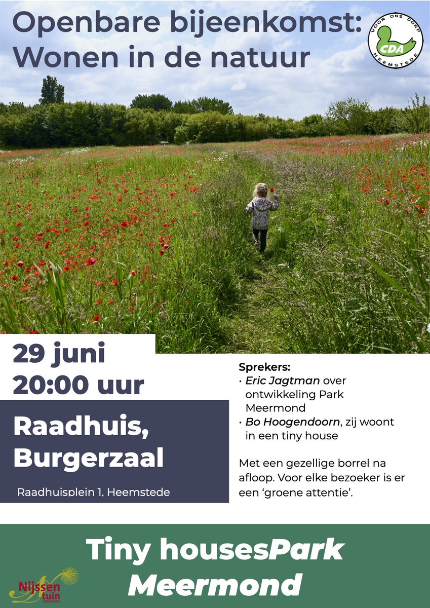 Meer informatie over tiny houses?
U bent van harte welkom op onze openbare bijeenkomst morgenavond.