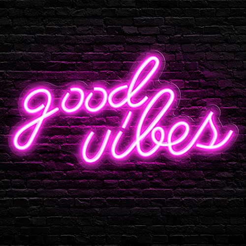 Olekki Pink Good Vibes Neon Sign - Neon Lights for Bedroom, LED Neon Signs for Wall Decor (16.1 x 8.3 inch) - BROWSE MORE::: amazon.com/dp/B094145J9B?… #@TheBestGift_ #Costco #handmadegifts #SwingSets #KidsPlay