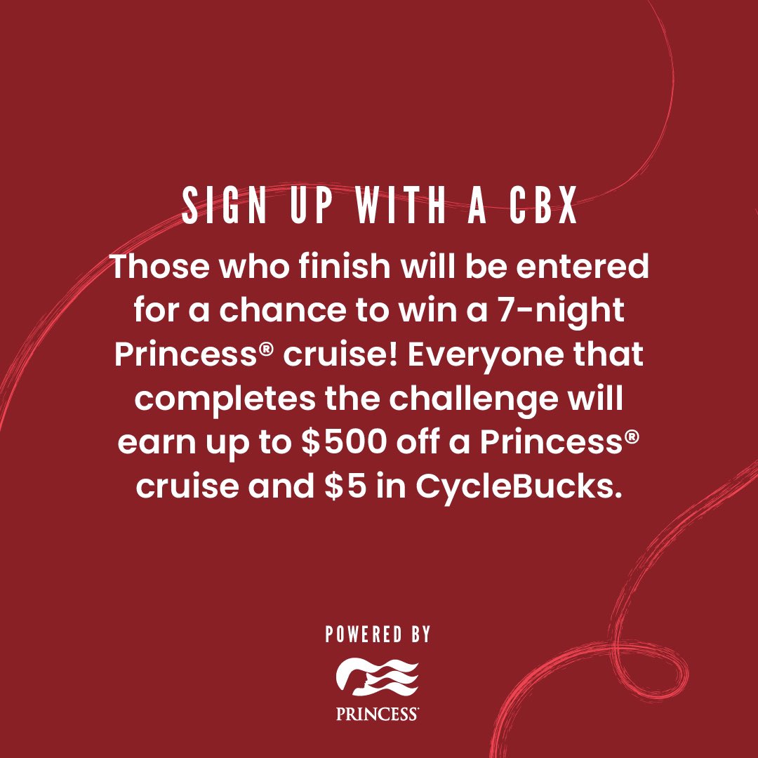 CyclebarV's tweet image. THE MORE OF YOU CHALLENGE IS HERE! 🚢

This challenge is completely up to YOU! Set your goals and get entered into winning a 7-day Princess Cruise!

Sign up in studio today and get ready to win big⭐️

#cyclebar #moreofyou #giveaway