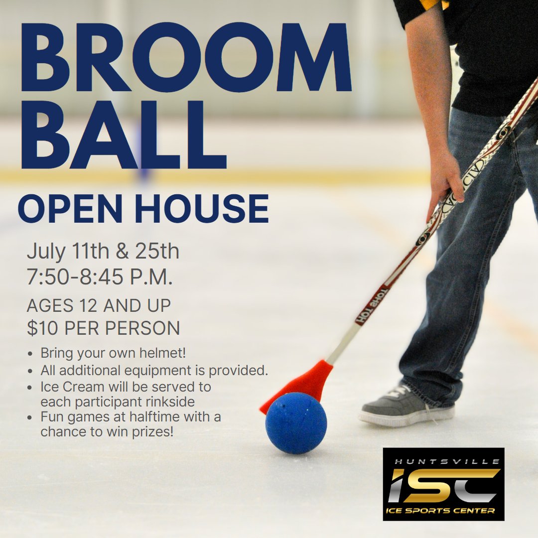 BROOMBALL is back! We are so excited to announce that a favorite group and team building activity, BROOMBALL, is once again being scheduled at the ISC!
Registration is now open.
Register at: apps.daysmartrecreation.com/dash/x/#/onlin…?