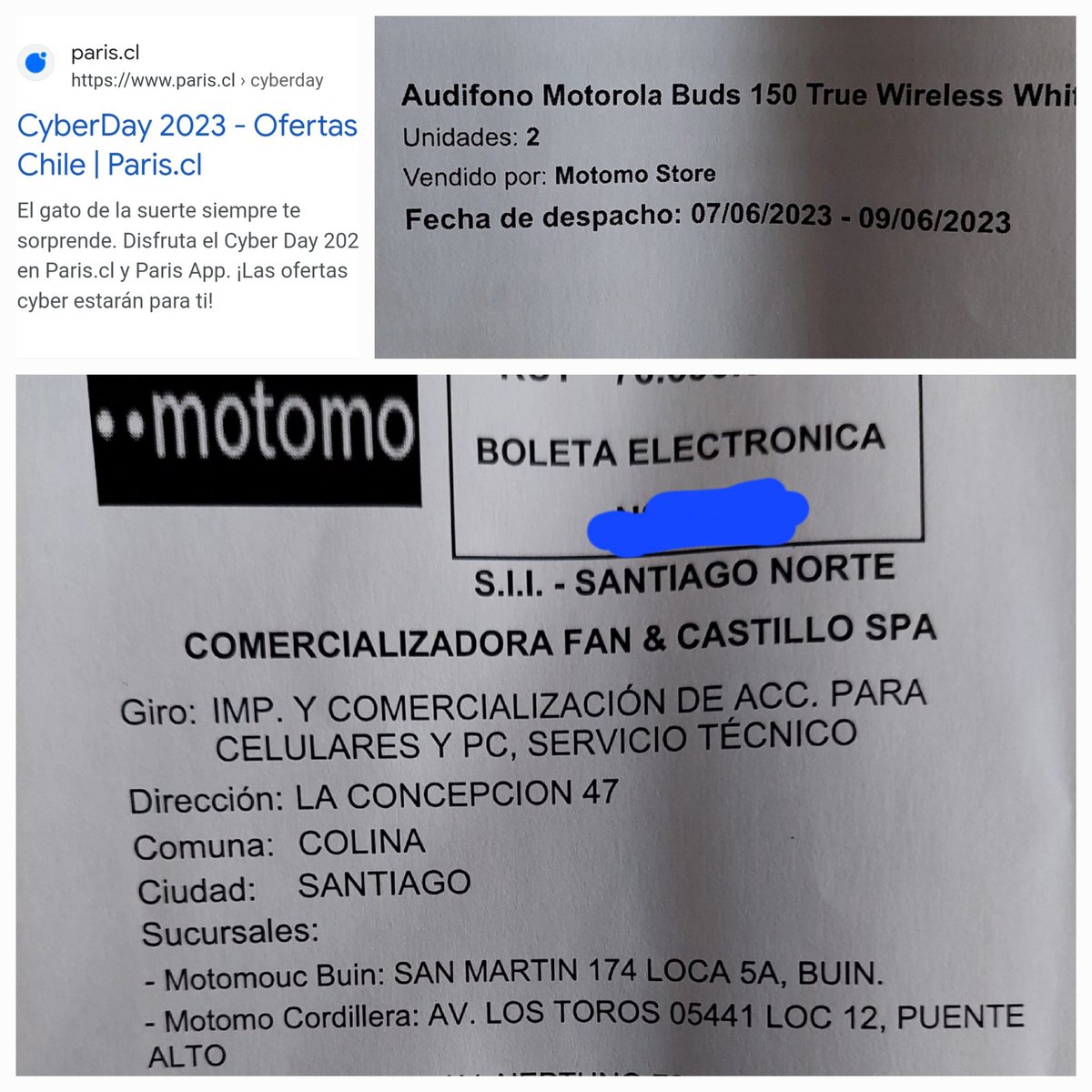 NO compren en @tiendas_paris @AnjeliniPaulman compré en CyberDay el 1°de junio estos audífonos. Con entrega entre el 7 y 9 de Junio y hasta la fecha no llegan. Reclame en la tienda París Maipú y me dicen que no puedo anular la compra, porque NO fue venta de París....sigue