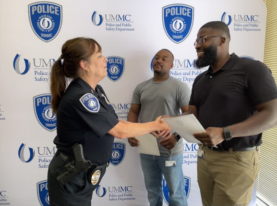 UMMCPolice's tweet photo. Yesterday we welcomed Officer Parker (L) and Officer Trotter (R) to the U! Welcome aboard! 🚔 #UMMCPD https://t.co/xk0Upz1nxD