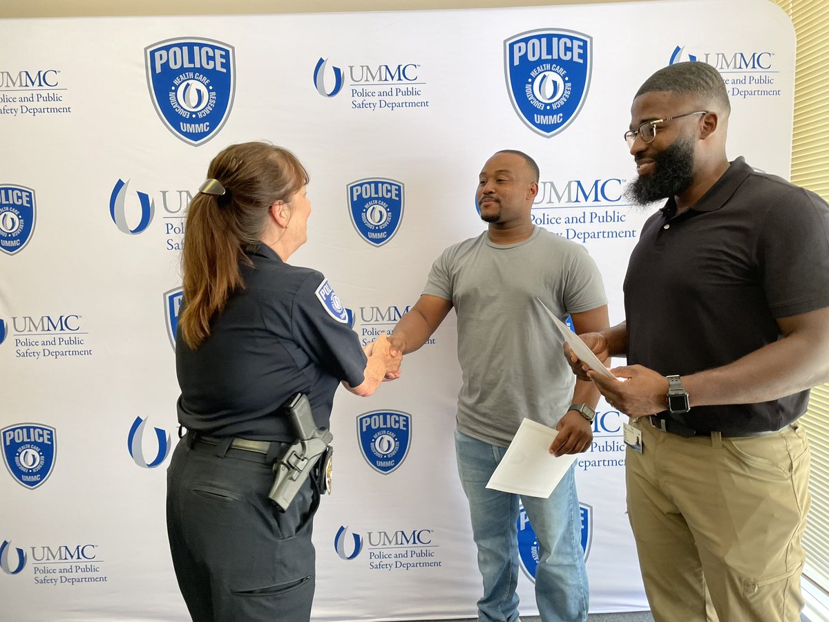 UMMCPolice's tweet photo. Yesterday we welcomed Officer Parker (L) and Officer Trotter (R) to the U! Welcome aboard! 🚔 #UMMCPD https://t.co/xk0Upz1nxD