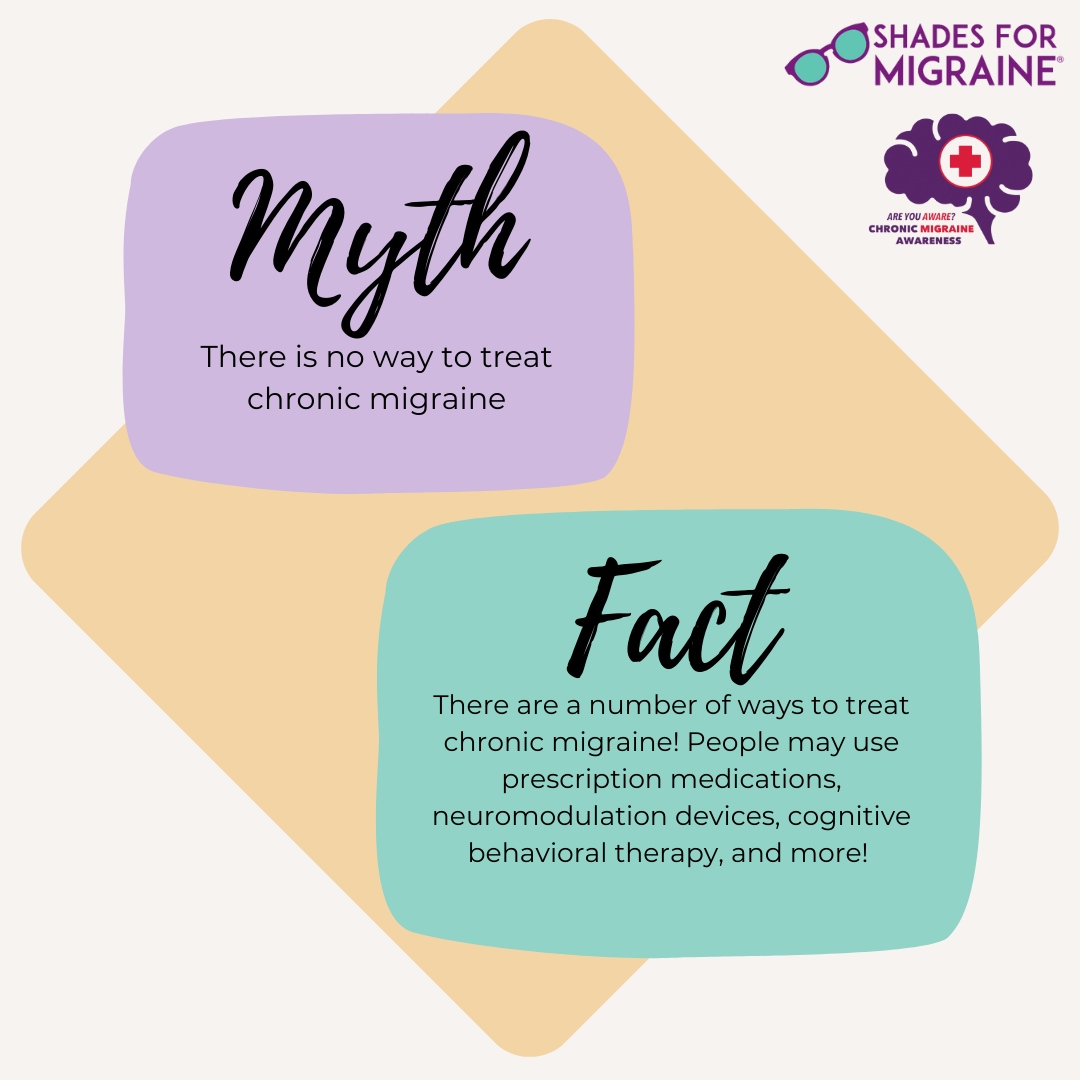 shades4migraine's tweet image. #ShadesForMigraine 🤝 Chronic Migraine Awareness

June 29 is #ChronicMigraine Awareness Day and we asked @CMAware people need to understand about the disease. Check out these common chronic migraine #myths and let's get the facts straight!

🔗 chronicmigraineawareness.org
