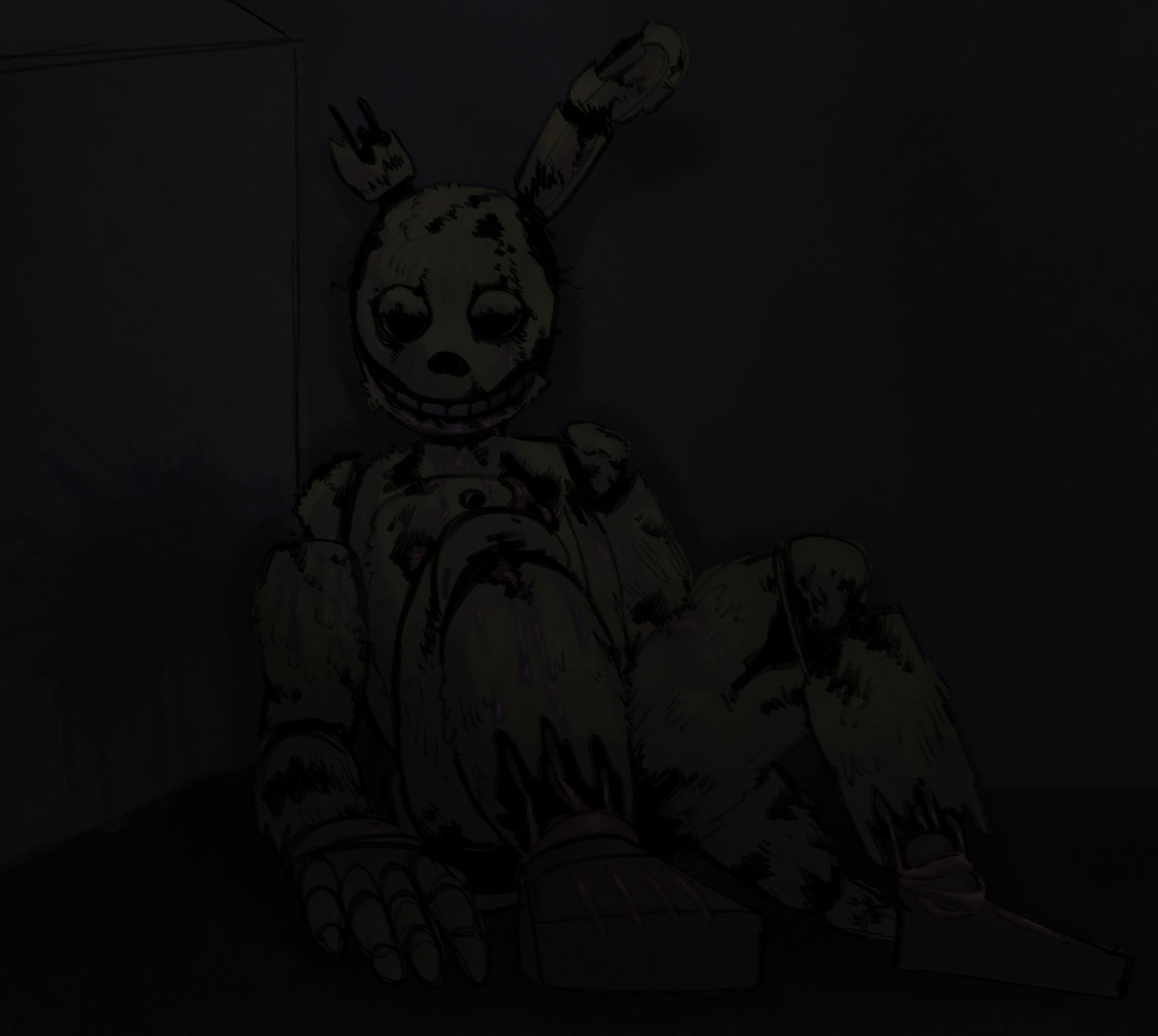 Happy Birthday FNaF 3! Did a quick Springtrap painting to