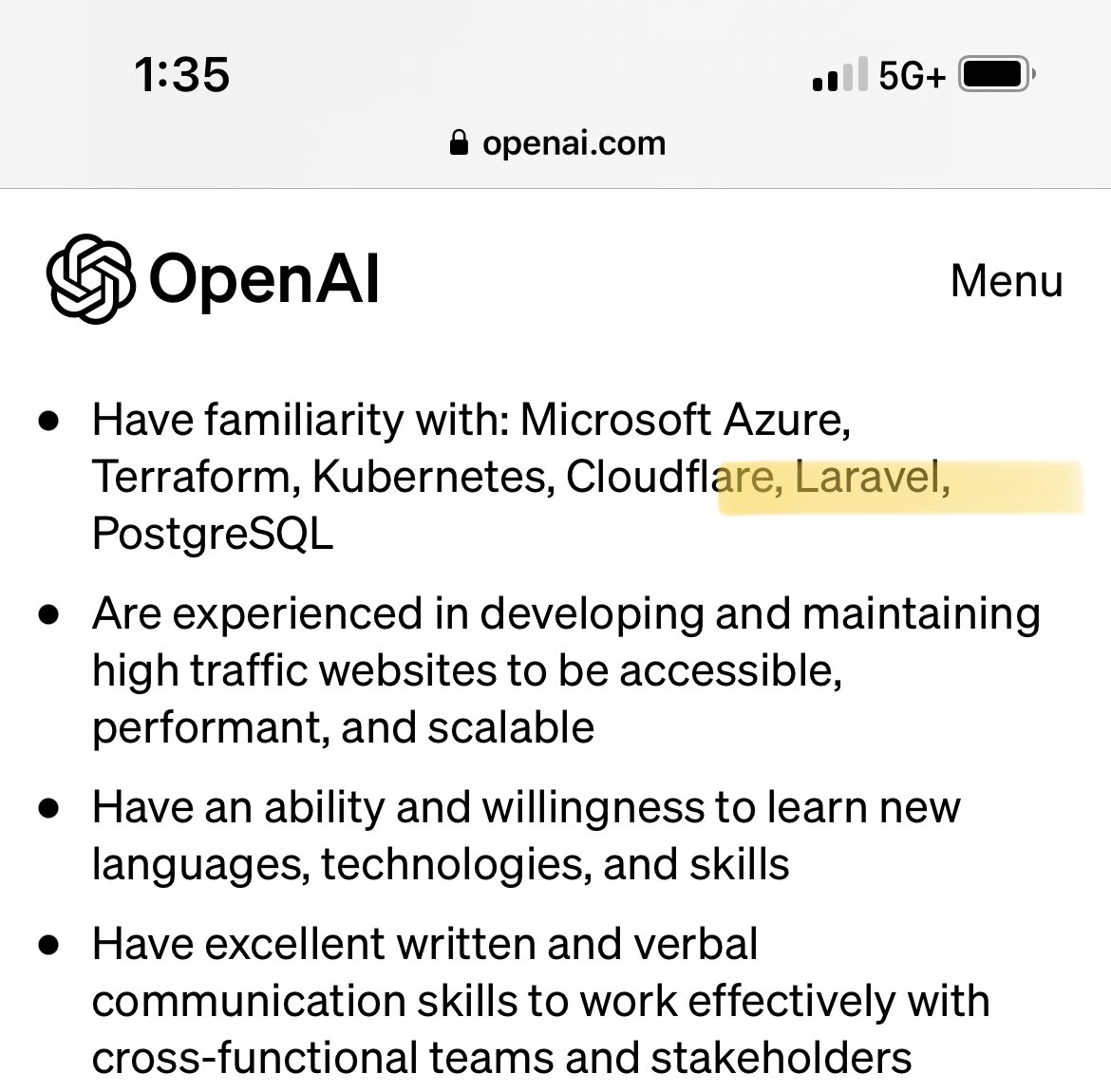 OpenAI hiring for Laravel. Probably nothing.