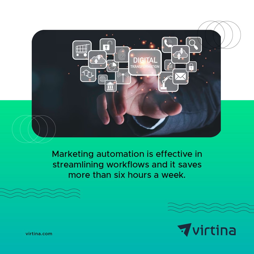 VirtinaPro's tweet image. Level up your marketing game with automation! Studies show it can save over 6 hours a week, freeing up time for strategic initiatives and driving better results. Embrace the power of automation and optimize your marketing efforts. #MarketingAutomation #TimeSave