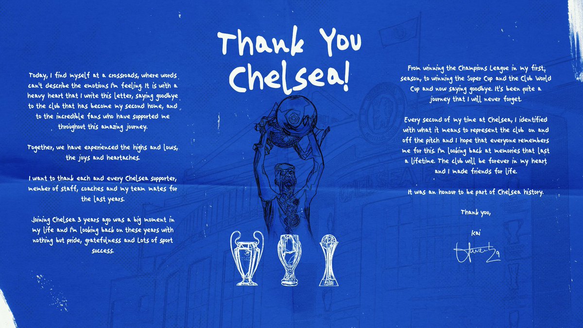 Dear @ChelseaFC, 

I would have preferred for you to hear my thoughts on leaving Chelsea first from myself before my thoughts on me joining my new team. This isn’t my style and it upsets me that you had to hear of it in this way. 

I write this letter with a heavy heart to all…