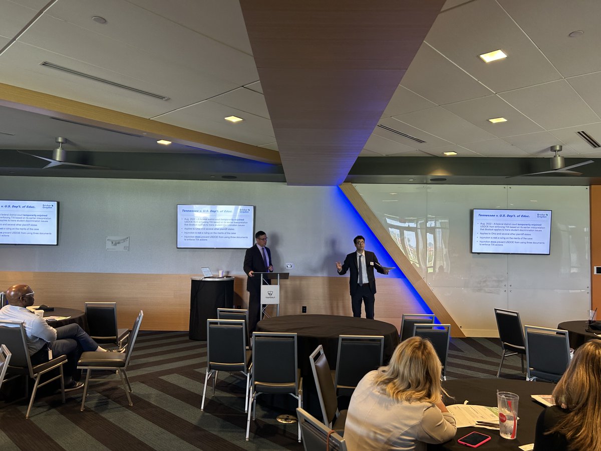 Last Wednesday, Bricker Graydon attorneys Dave Lampe, Izaak Orlansky, Ben Hyden, and Jason Stuckey hosted a Lunch & Learn at #TopGolf in Cincinnati, #Ohio. Of course, after hefty discussions on trending legal issues affecting Ohio's #K12Schools, golf was necessary!