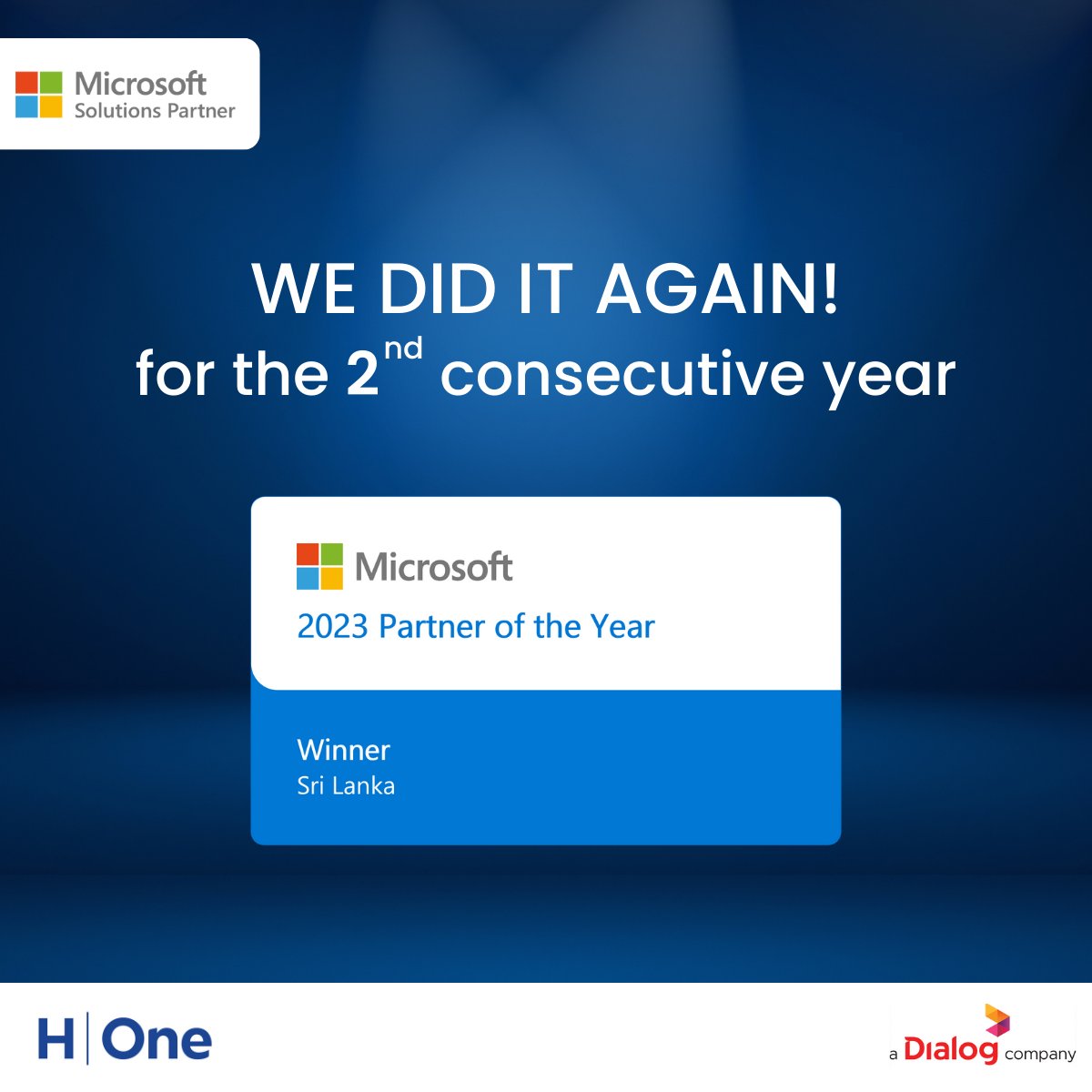 HOnePvtLtd's tweet photo. This remarkable achievement, is our 5th win and the 2nd consecutive victories. Thank you to our talented team and Microsoft for their support. Exciting times ahead!
#HOne #microsoftpartner #awardwinners #digitaltransformation #partneroftheyear https://t.co/2p1XZkwlWh