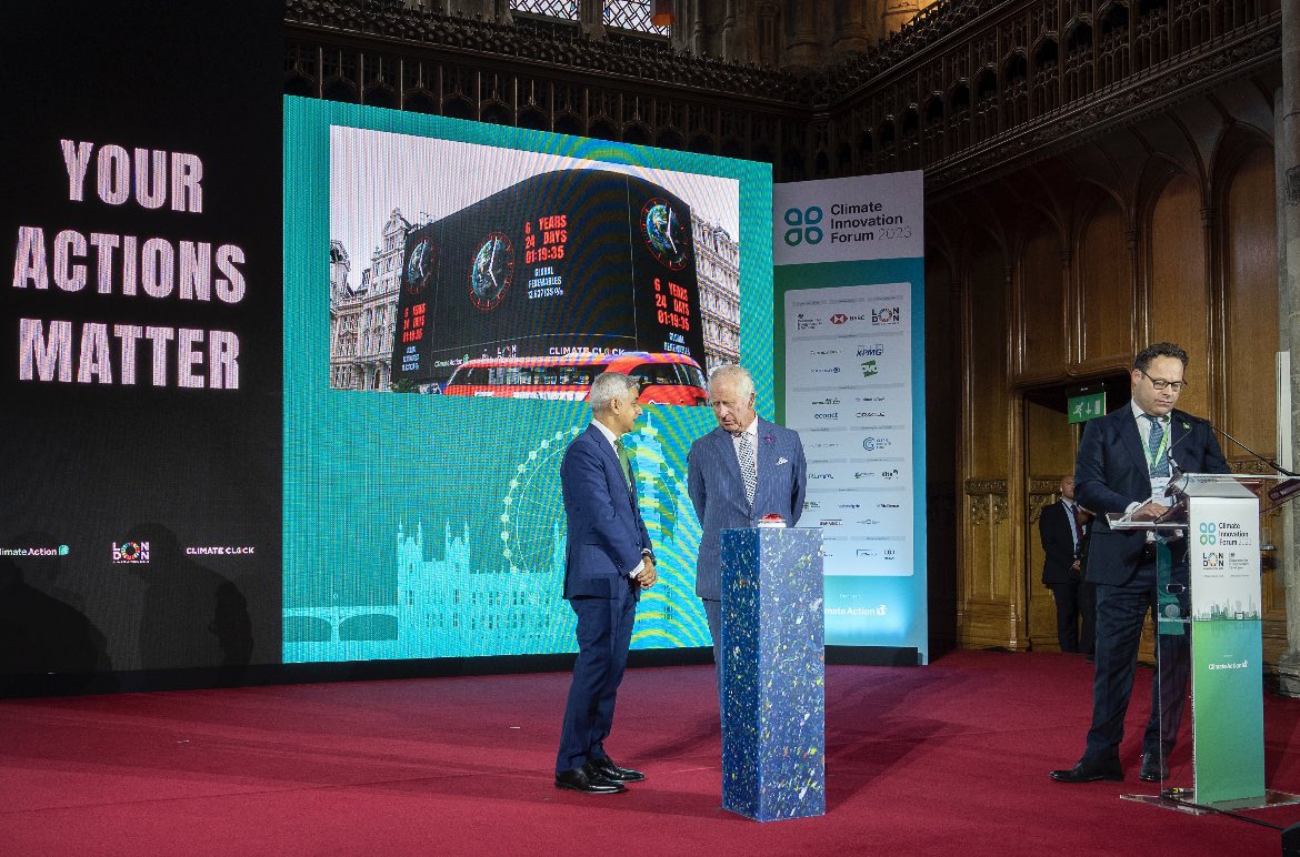 c40cities's tweet image. 🚨Time is running out to curb global warming‼️

HM the King joined C40 Chair @mayoroflondon at #LCAW2023 to launch the #ClimateClock.

With just 6 yrs + 24 days left to limit global warming to 1.5 degrees, the ⏰ represents the critical need for immediate action.

📸©Jemma Watts