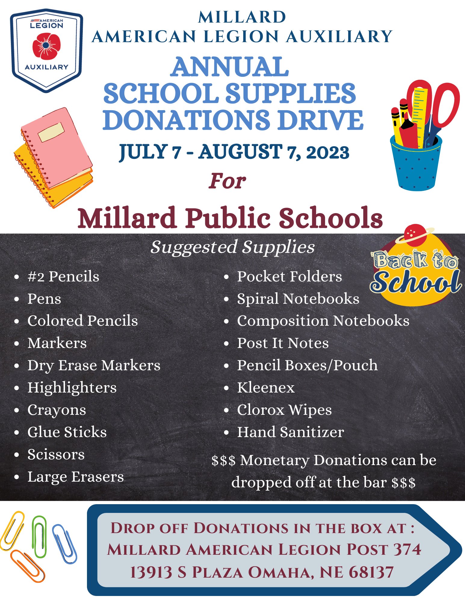 ALA Unit 374 Millard, Nebraska on Twitter "Millard American Legion