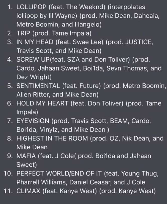 BarcaBallers's tweet photo. ONE OF TRAVIS’ PRODUCERS LEAKED UTOPIA TRACKLIST 😭 https://t.co/3DGlXyDYFE