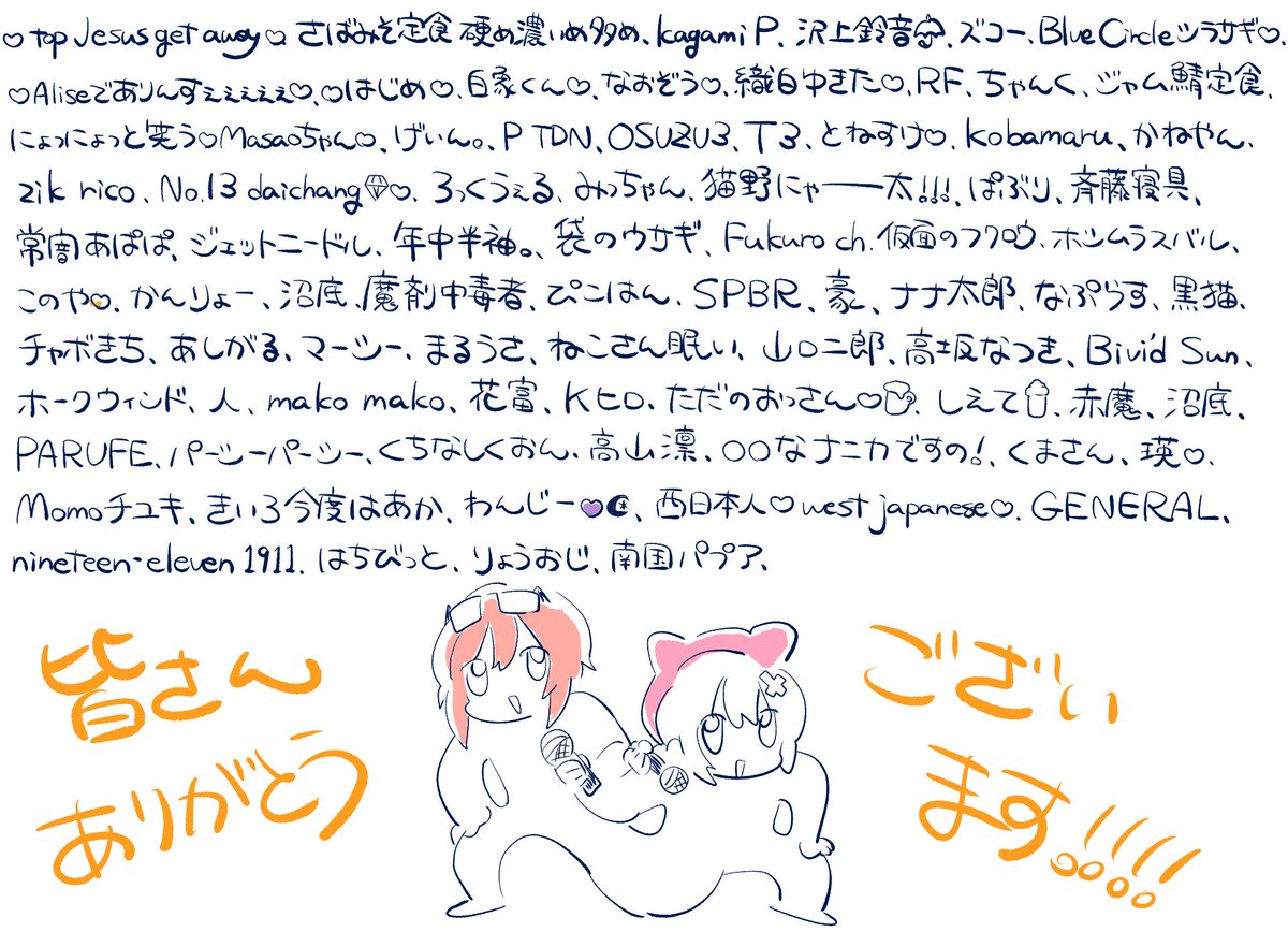 大変遅れました!!こちら昨日配信で頂いたスパチャの感謝のお名前書きです!! コメントでも盛り上げてくれて本当にありがとう〜〜〜!!😽🤍😽🤍😽🤍