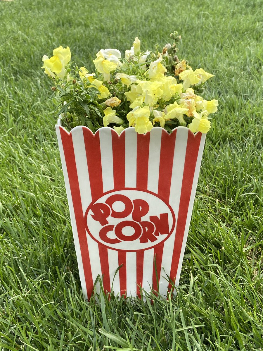 Not a pipe but I think snapdragons look like popcorn so I made this planter.