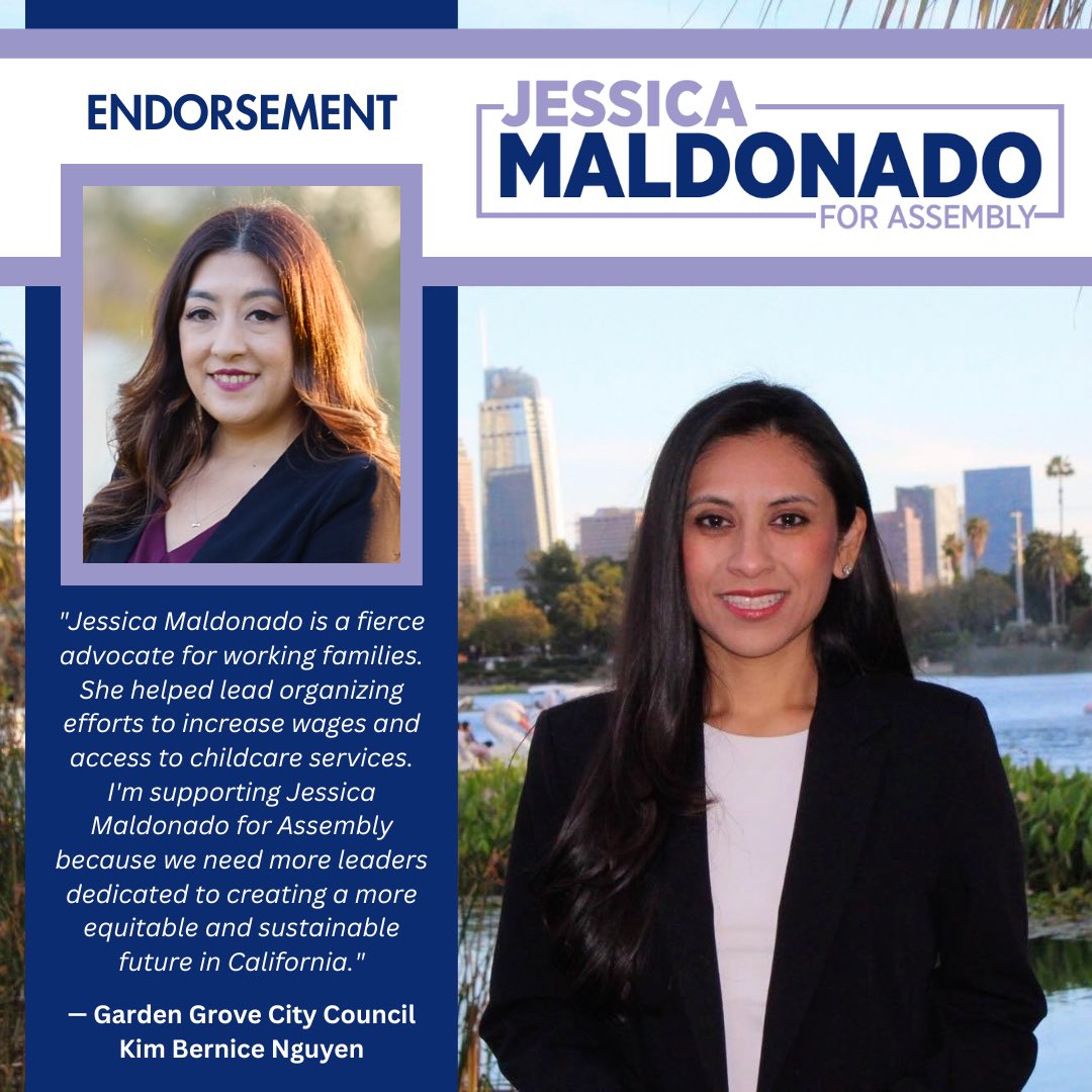 Thank you, Councilwoman Kim Bernice Nguyen! The youngest person ever elected to the Garden Grove City Council. She has worked to improve neighborhood infrastructure and fought for women’s and immigrants’ rights in the OC.

Support our race before Friday:
secure.actblue.com/donate/jessica…