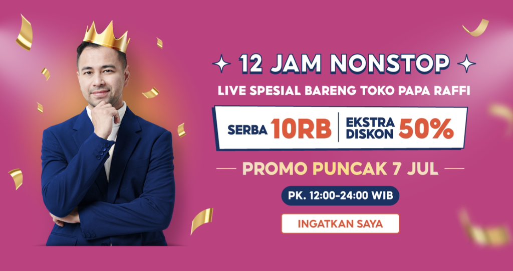 Next tanggal 7 Juli ada live papa raffi 12 jam mulai pukul 12:00-24:00 WIB
bit.ly/3JYIIQT