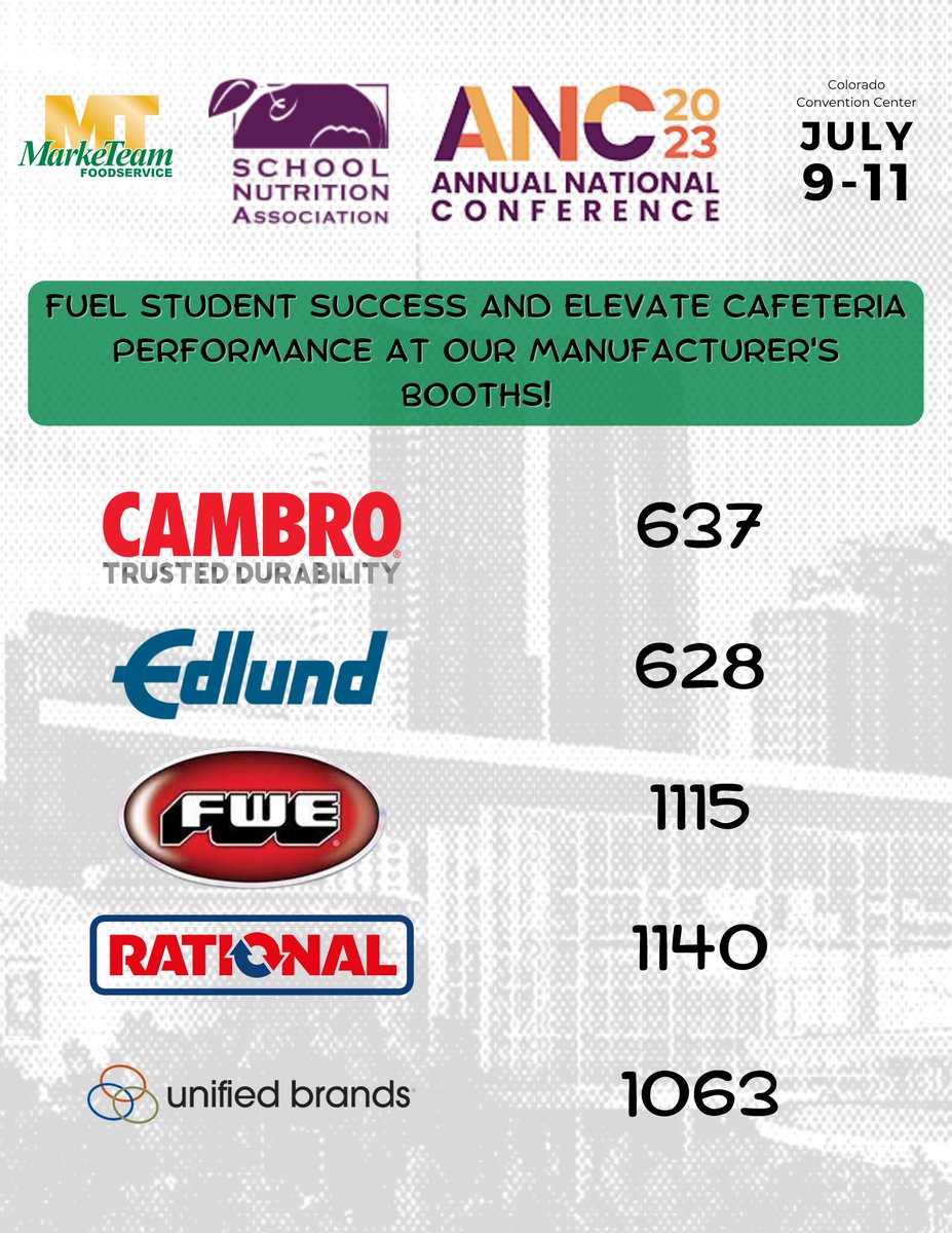 Elevate student meals, and simplify cafeteria operations. Join our manufacturers at #ANC2023 to discover more.

#SchoolNutrition #CulinaryExcellence
