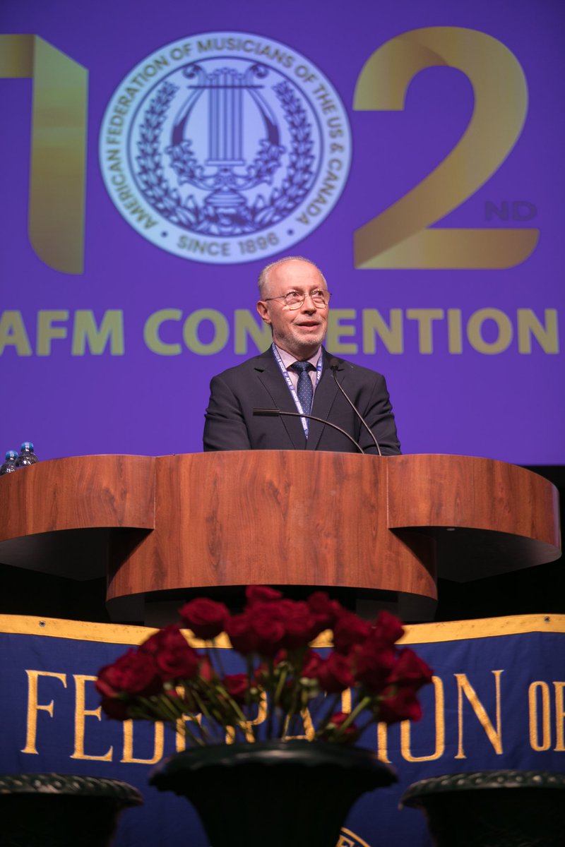 Benoît Machuel GS of ⁦<a href="/fim_musicians/">FIM</a>⁩ and I giving our speeches to the ⁦<a href="/The_AFM/">AFM</a>⁩ Convention yesterday, an honour and a great pleasure
