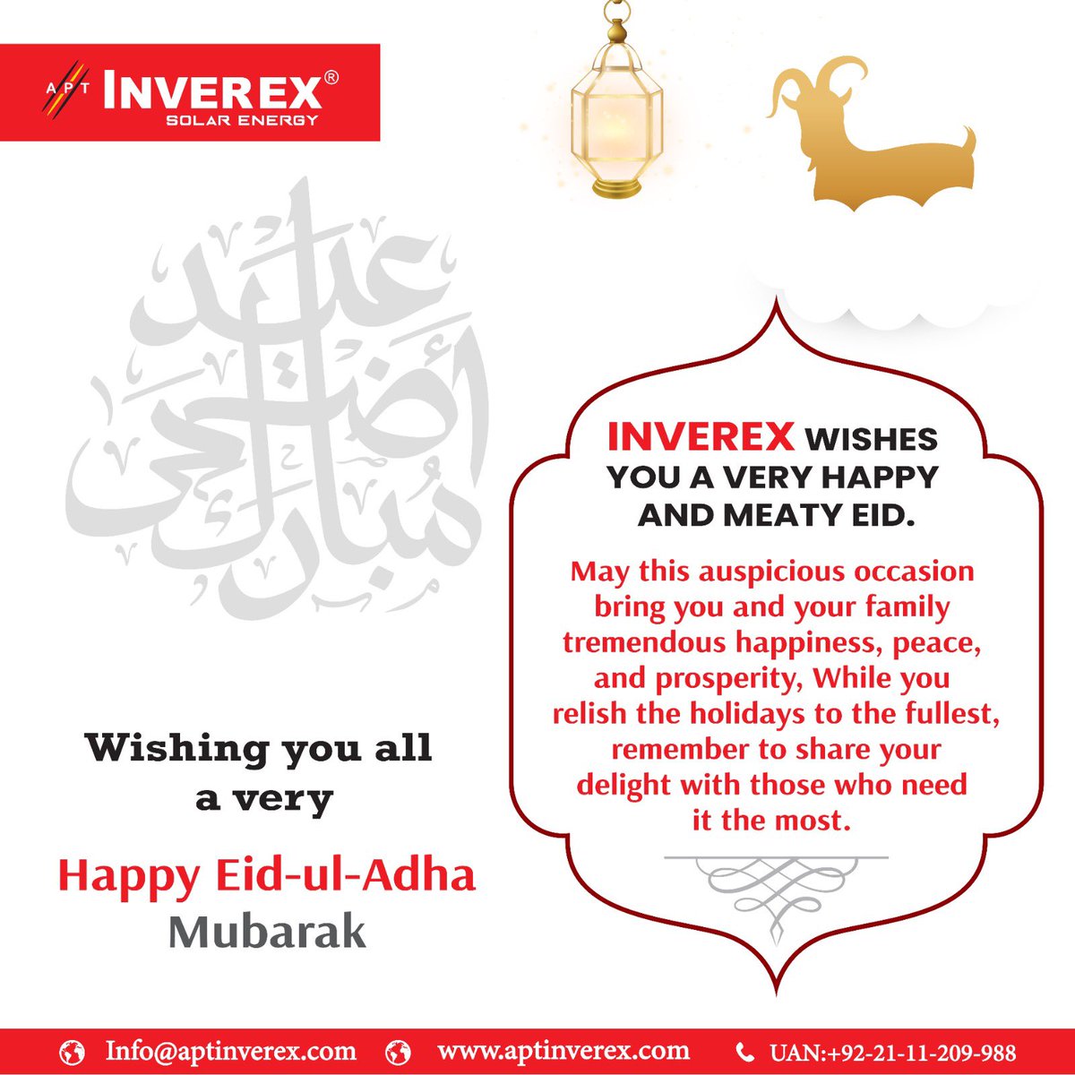 Heartiest wishes to you all and your families, May Allah (SWT) accept our sacrifices and usher our life with happiness. Happy Eid-ul-Adha Mubarak!. #Inverex #BillKiFikarSeBefikar #HajjMubarak #EidUlAdha #Eid2023 #EidMubarak #Sacrifices #Blessings #Pakistan