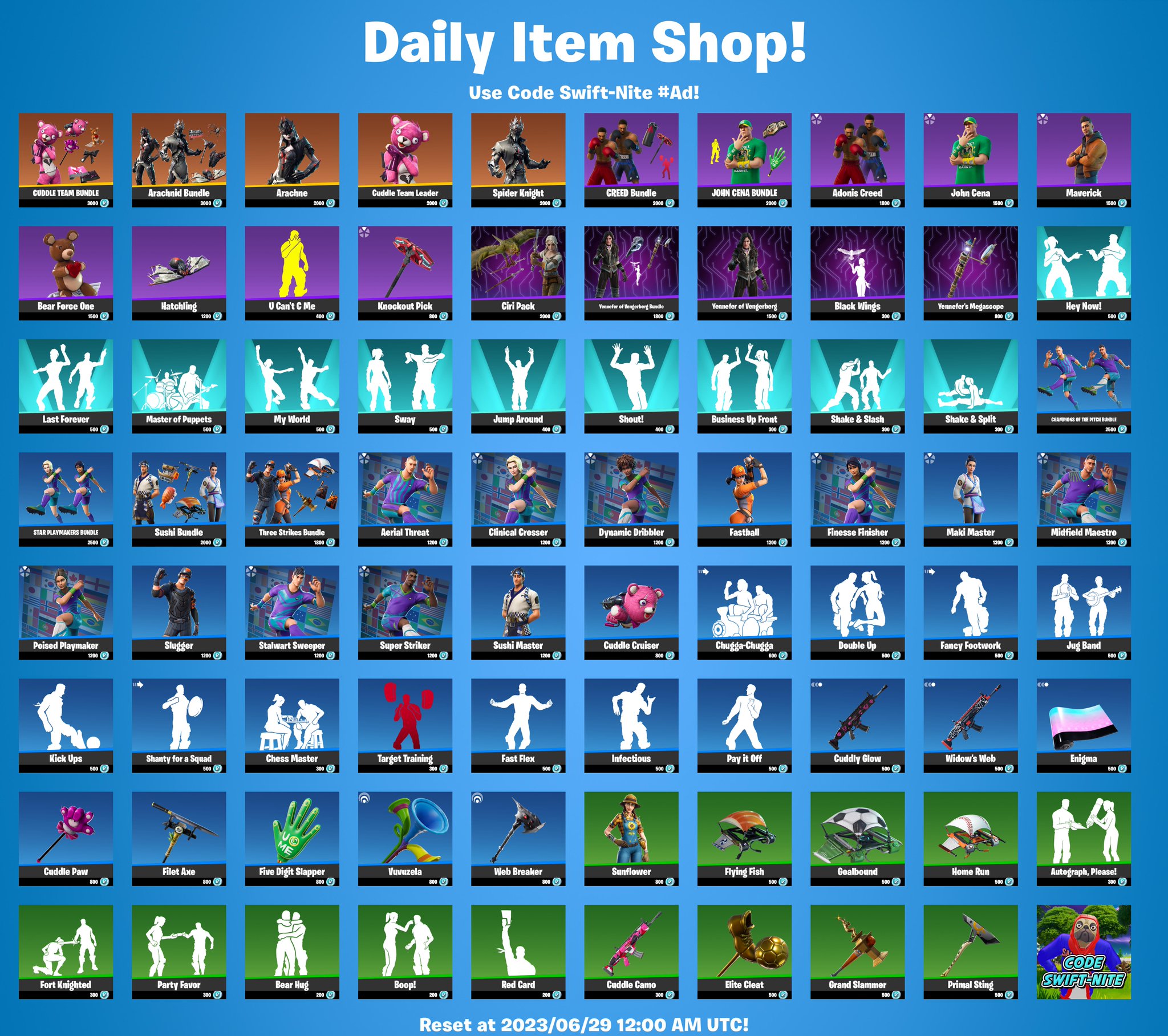 Fortnite Item Shop on Twitter "Item Shop Update for 2023/06/29! Do you like today's item shop